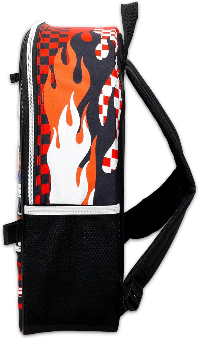 Hot Wheels Backpack with Lunch Box for Boys - Bundle with 16" Racecar Backpack, Lunch Bag, Water Bottle, Pencil Case, Stickers, More | Hot Wheels School Bag for Kids