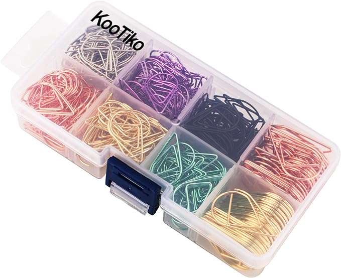 Multicolor Cute Paper Clips Assorted Sizes Smooth Stainless Steel Drop-Shaped Paperclips Large and Small for Office Supplies Wedding Women Girls Kids Students, 300 Pack