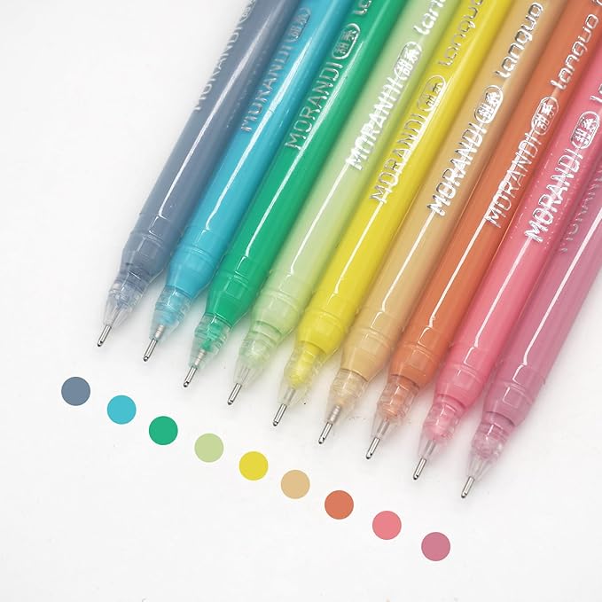 Gel Pens with Fine Point 0.6mm, 9 Colors Drawing Pencils for Adult Coloring Books Smooth Writing Pen Set for Journaling(Morandi Sweet)