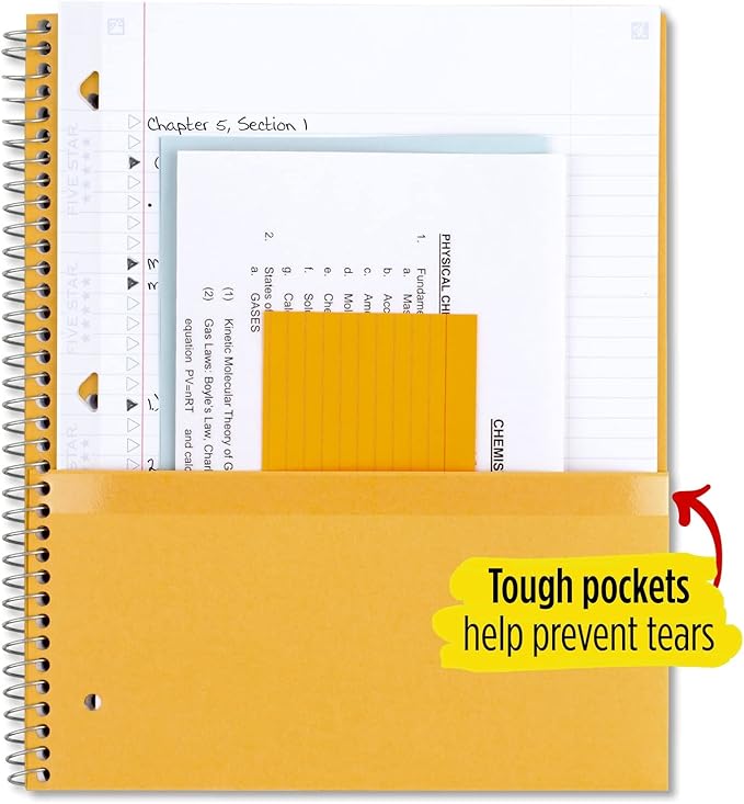 Five Star Spiral Notebooks + Study App, 2 Pack, 1 Subject, College Ruled Paper, 11" x 8-1/2", 100 Sheets, Black, White (38454)