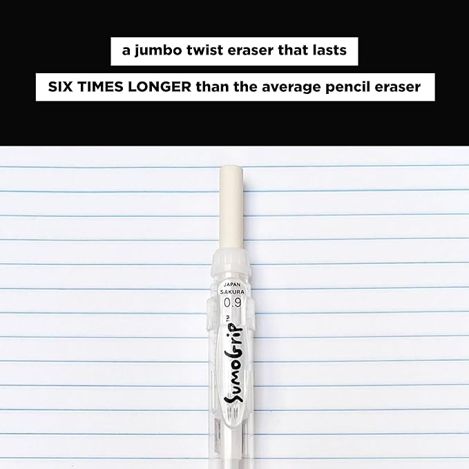 SAKURA 50282 SumoGrip 0.5-mm Pencil with Eraser, Clear Blue