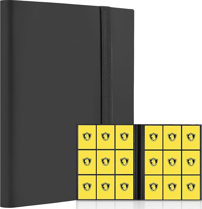 Card Binder 9 Pocket, Premium Card Book for 360 Cards, Sturdy Card Album for Collectible Cards, Side-Loading Card Collection Folder for TCG, MTG, Other Game Cards, Sport Cards, Black