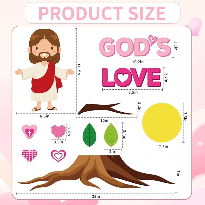 Valentines Day Bulletin Board Decorations - Aposwow Christian Jesus Classroom Decorations Set Pink Love Heart Paper Cutouts Bulletin Board Decor Door School Office Wall Decor Supplies