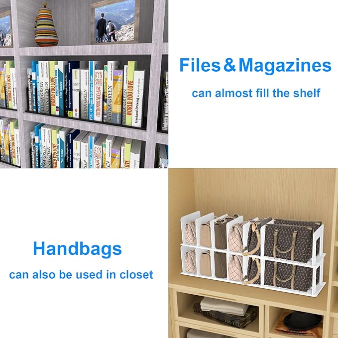 Adjustable Vertical File Sorter Sturdy Plastic Expandable Upright File Holder, Desktop Binder Organizer, School Office Organization Bookshelf Divider, Assemble Easily Endlessly, Purple