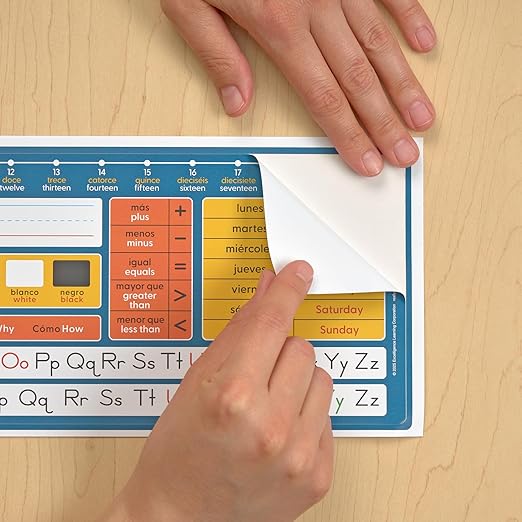 Really Good Stuff Dual Language Desktop Helpers Intermediate, Vinyl, Self-Adhesive - Set of 24