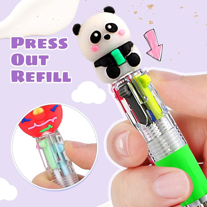 BESARME 32 Pcs Fun Pens, Multicolor Pens in One 4-in-1 Cute Pen Bulk Party Favors for Birthday Prizes Gifts for Kids Classroom