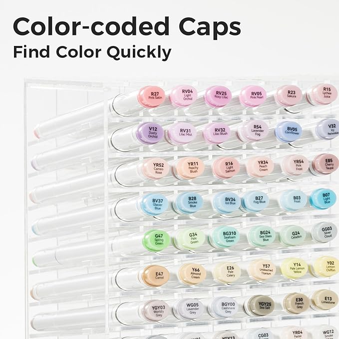 Ohuhu Alcohol Markers 48 Pastel Colors: AP Certificated Double Tipped Art Marker Set for Artists Adults Coloring Illustration - Chisel and Fine Dual Tips - Oahu of Ohuhu Markers - Refillable