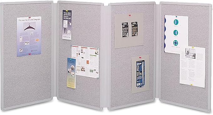 Quartet tabletop display presentation board, 72 x 30, gray surface, gray plastic frame
