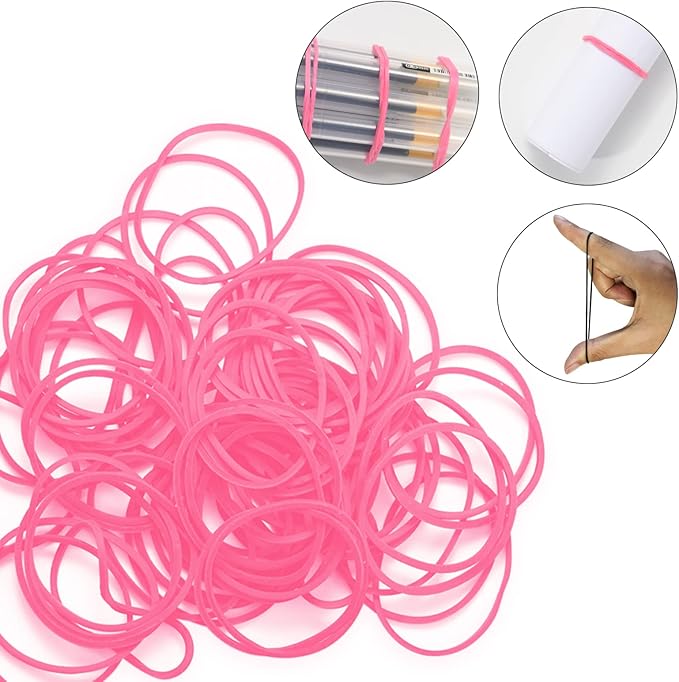 Pink Binder Clips Paper Clips,380 PCS Assorted Sizes Paperclips Paper Clamps Rubber Bands for Files, Papers, Home Supplies (Pink)
