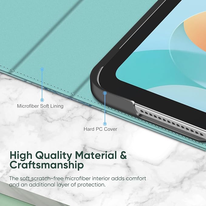 Fintie Folio Case for iPad Pro 11-inch (M5) 2025 / (M4) 2024 - Premium Vegan Leather Smart Stand Back Cover with Pencil Holder, Auto Wake/Sleep, Emerald Marble