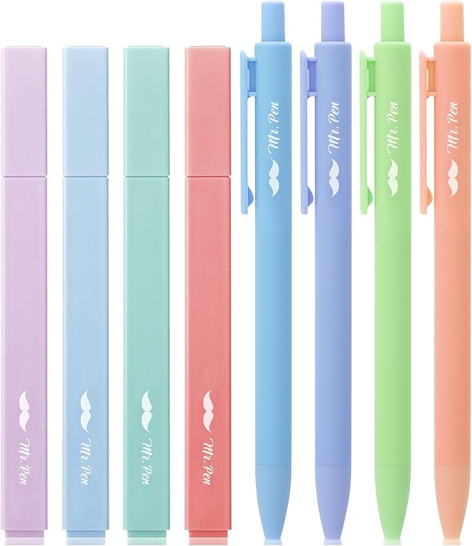 Mr. Pen- Aesthetic Highlighters and Gel Pens, 8 Pack, Assorted Color Highlighters, Colorful Ink Gel Pens