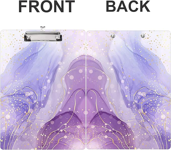 Fashion Clipboard, A4 Letter Size Wooden Decorative Clipboards for Teacher, Nurse, Doctor,Student and Kids, Cute Design for Standard Size 12.2" x 8.9"(C-Light Purple Marble)