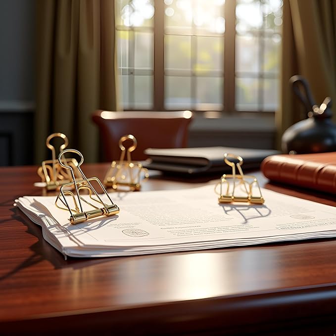 4Pcs Golden Hollow Out Long Tail Wire Binder Clips Paper Binder Clip Large 51mm Binder and Paper Clips Small in Size and Light in Weight,Clips, Clamps and Rings,Clips, Clamps and Rings