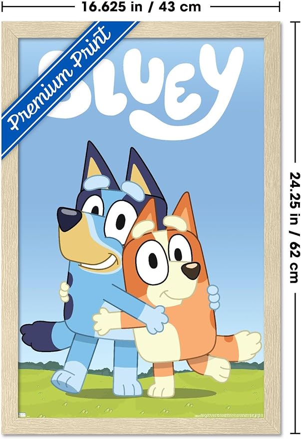 Bluey - Hug Wall Poster, 22.4L" x 14.7W", Blonde Framed Version