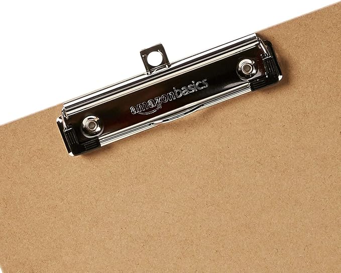 Amazon Basics Hardboard Office Clipboard, Letter Size, 9" x 12.5", Brown, 12-Pack
