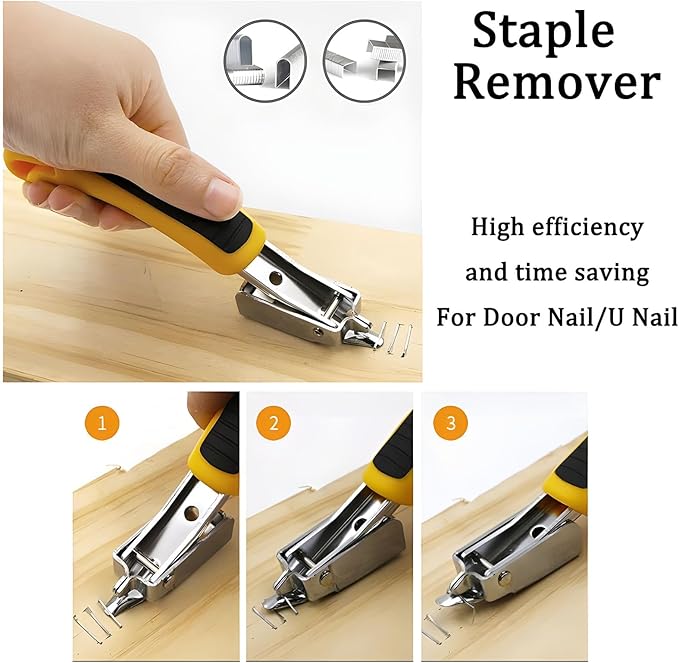 4Pcs Upholstery Staple Remover Nail Puller Nail Remover Tool Set with End Cutting Pliers Tack Puller Staple Puller Tool for Carpet Furniture Wooden Photo Frame Floor,Zipper Package