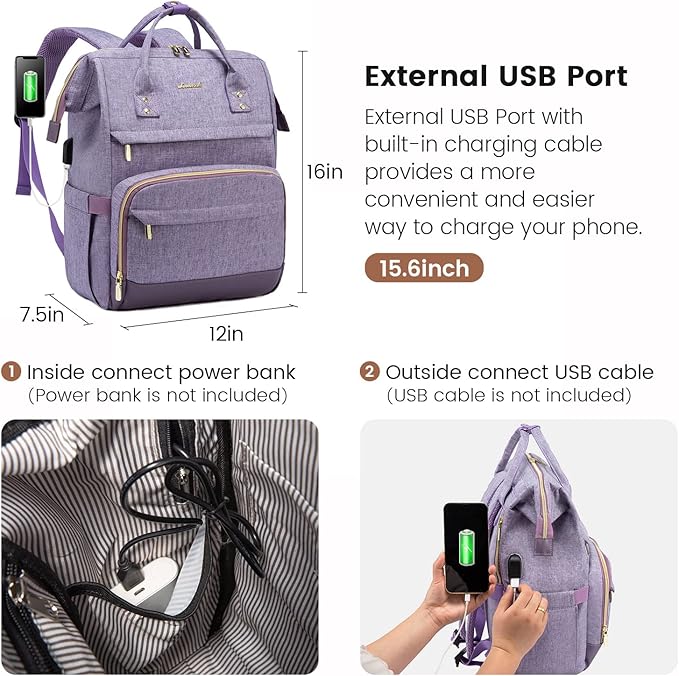 LOVEVOOK Laptop Backpack for Women Backpack Purse 15.6 Inch Computer Backpack Nurse Teacher Bag Large Capacity Computer Backpack with USB Port for Travel/Work