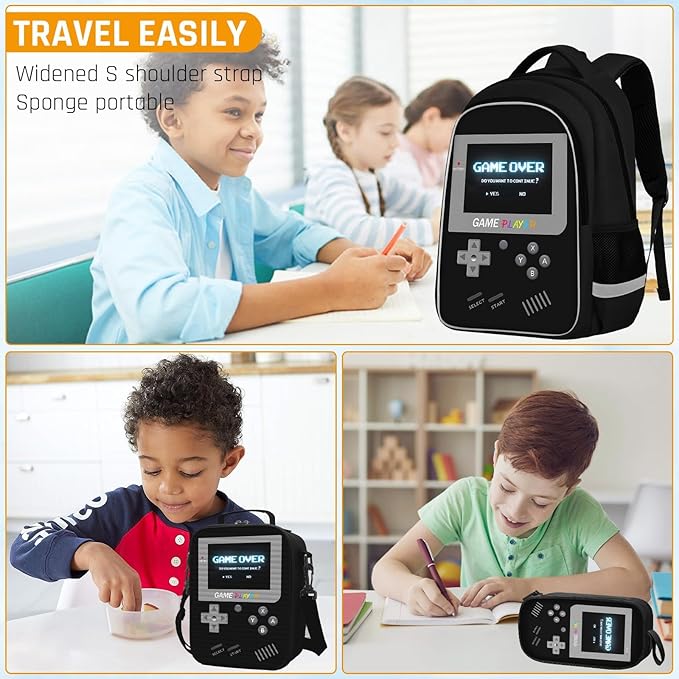 School Backpack For Boys - Gamer Boys Backpack For Kids Children Teens Elementary Middle School - Ages 6-18，17″