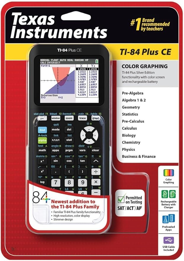 Texas Instruments TI-84 Plus CE Graphing Calculator, Black