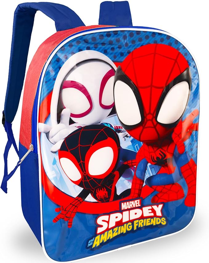 Marvel Spidey and His Amazing Friends Backpack with Lunch Box - Bundle with 15” Spiderman Backpack, Lunch Box, Water Bottle, Stickers, More | Spidey School Bag for Kids