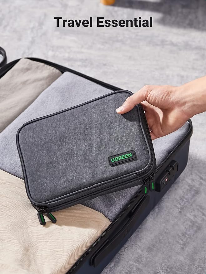 UGREEN Electronic Organizer Travel Cable Organizer Storage Bag for Data Cables, USB C Charger, SD Card, Hard Drive, Charging Cord, Mouse, Power Bank, Phone, Power Adapter Plug Electronics Accessories