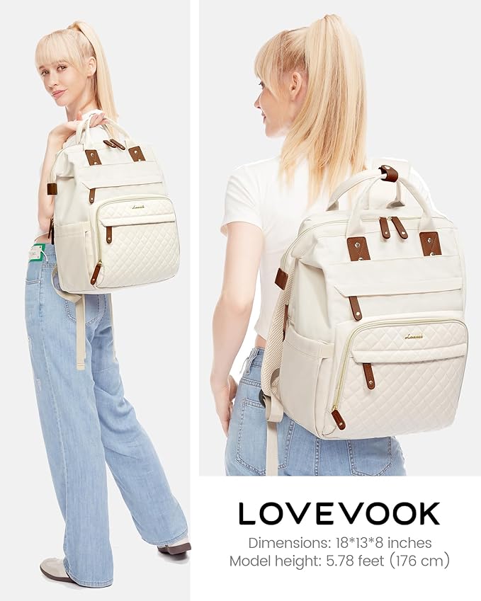 LOVEVOOK Laptop Backpack for Women, 17.3'' Waterproof Nurse Bag Teacher Work Backpack Purse for Women, Travel Computer Backpack for College Office Business Ladies