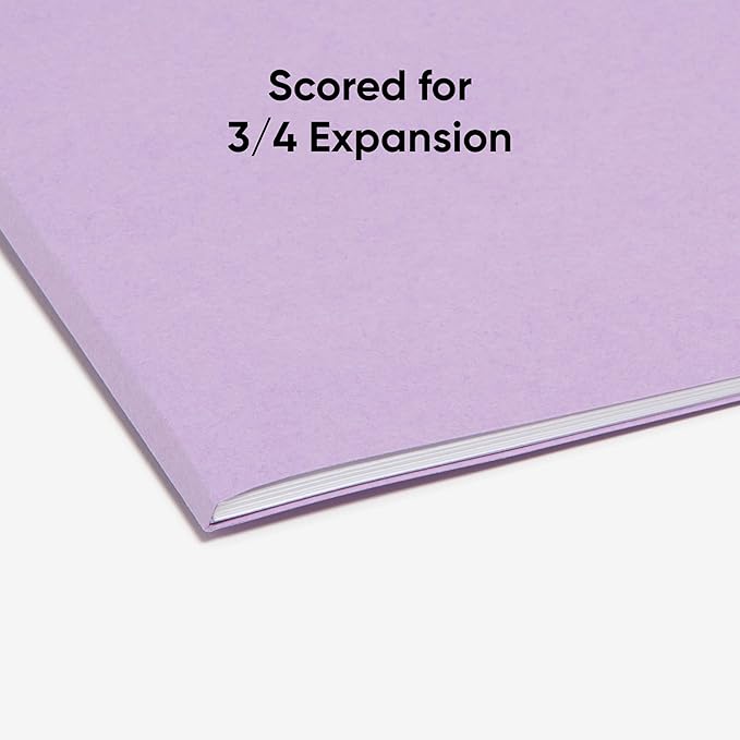 Smead Colored File Folder, 1/3-Cut Tab, Letter Size, Lavender, 100 per Box (12443)