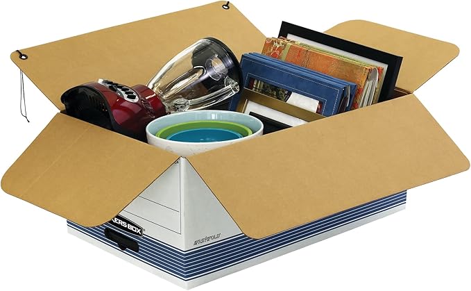 Bankers Box® Stor/File™ Standard-Duty Storage Boxes With Locking Lift-Off Lids And Built-In Handles, Legal Size, 24" x 15" x 10", 60% Recycled White/Blue, Case Of 3
