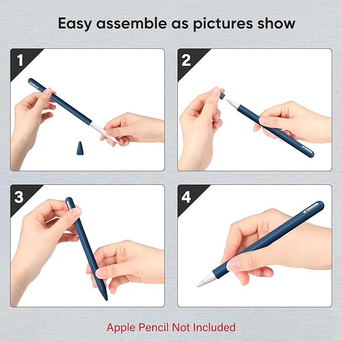 Fintie Silicone Sleeve for Apple Pencil Pro & Apple Pencil 2nd Generation, Light Pen Skin Case Cover Soft Protective Grip Holder with 2 Nib Covers Accessories, Cyan Blue