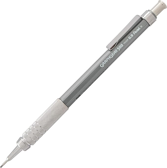 Pentel GraphGear 500 Mechanical Drafting Pencil, (0.9mm), Bold Line, Gray Barrel (PG529N)