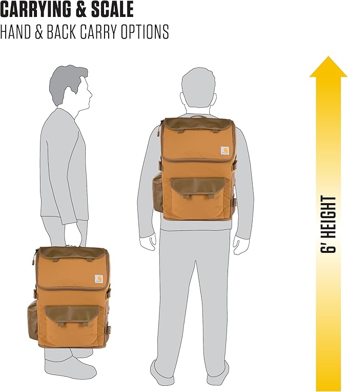Carhartt 35L Nylon Workday Backpack, Durable Water-Resistant Pack with 15" Laptop Sleeve and Adjustable Shoulder Straps, Black