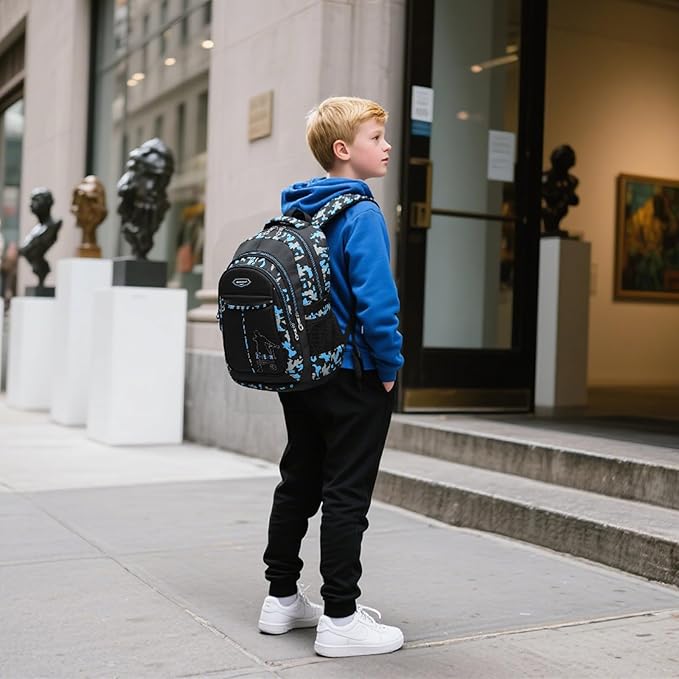 goldwheat School Backpack for Boys Cool Camouflage Bookbags with Lunch Box Pencil Case 3pcs for Middle School