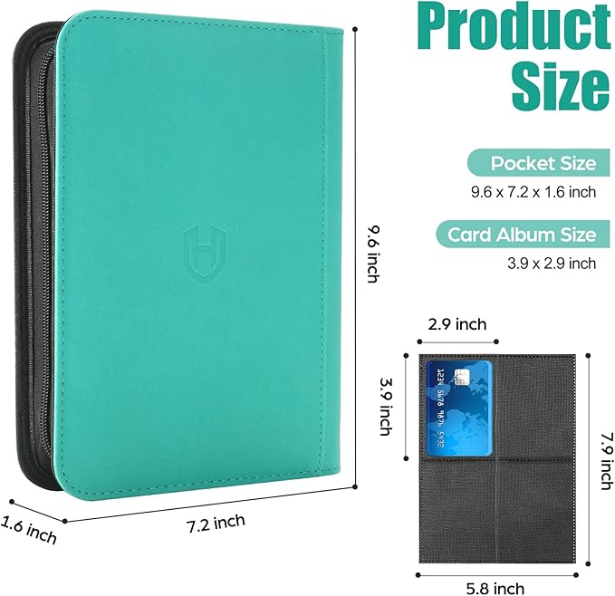 Card Binder 4 Pocket with Zipper, 288 Pockets Trading Card Holder Book, Premium PU Cover Zip Folder Binder, Side Loading Carrying Case Binder Album for TCG, MTG, Sports Cards, Game Cards