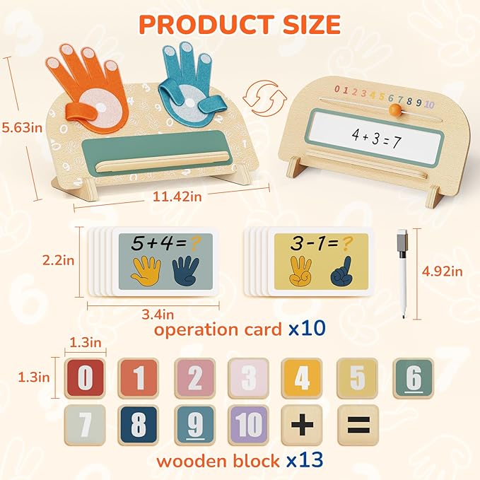 2 in 1 Montessori Toys for 3 4 5 Year Old, Preschool Learning Toys for Toddlers 2-4, Double-Sided Finger Math Number Counting Blocks for Kids, Educational Math manipulatives for Boys Girls
