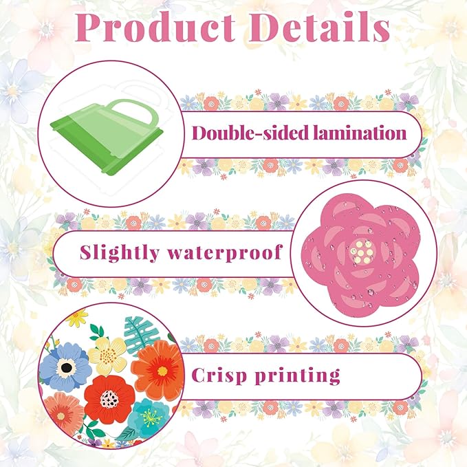 Wildflowers Spring Bulletin Board Decorations Set Floral Flowers Bulletin Board Decor Keep Going Keep Growing Floral Blackboard Borders Sunflowers Cutouts for Back to School Classroom Wall Decor