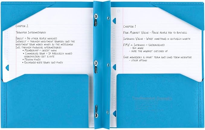 Five Star 2-Pocket Folder,Plastic Folder with Stay-Put Tabs and Prong Fasteners,Holds 8-1/2" x 11" Paper,Tidewater Blue,White,Amethyst Purple,Harvest Yellow (38064),(Pack of 24)