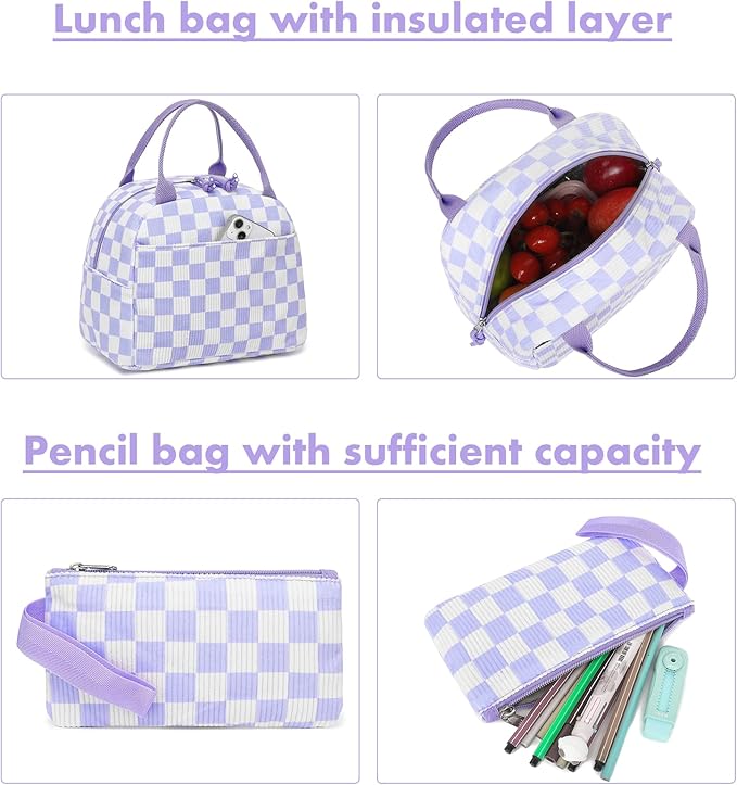 Bluboon School Backpack Set Girls Womens Laptop Bookbag Casual Daypack Fits 15 inch Laptop with Lunch Tote Bag and Pencil Bag