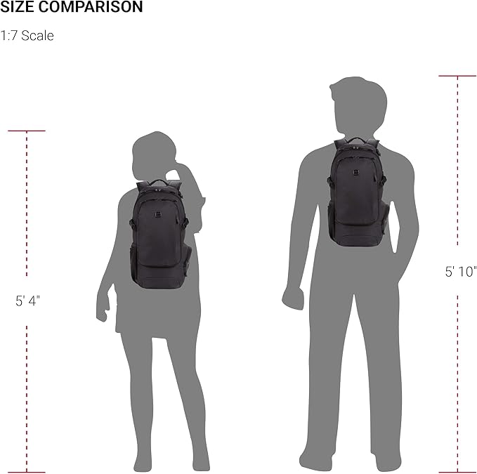 SwissGear 3598 Backpack, Narrow Daypack, Ideal for Commuting and School, Dark Grey