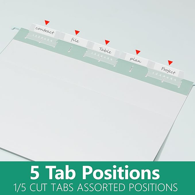 Letter Size Green Hanging File Folders,6 Reinforced Hanging Files in Assorted Colors,Designed for Home and Office Color Coded File Organization