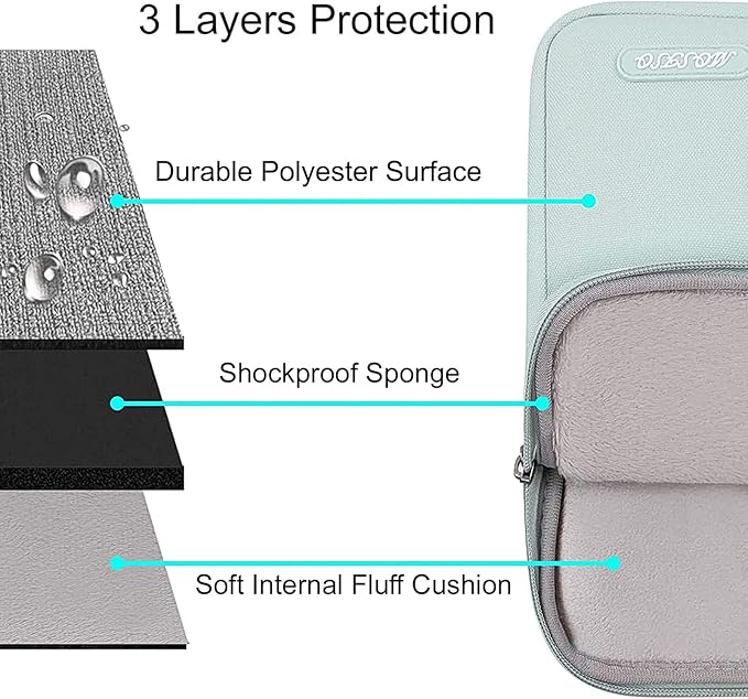 MOSISO Laptop Case 13.3 inch, 13-13.3 inch Laptop Sleeve Compatible with MacBook Air/Pro 13/Pro 14 M5 M4 M3 M2 M1, HP Dell ASUS Lenovo,Polyester Vertical Computer Sleeve Bag with Pocket, Mint Green