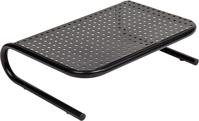 Mind Reader Monitor Stand, Ventilated Laptop Riser, Desktop Organizer, Metal, 14.5"L x 11.25"W x 4.25"H, Set of 2, Black
