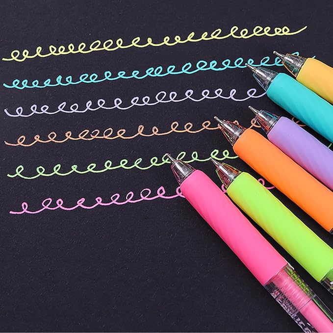 6 Colors Acrylic Gel Pens for Coloring, 0.7mm Fine Tip Set for Adult Coloring, Black Paper, Drawing, Journaling, Note Taking, Art Supplier, Green