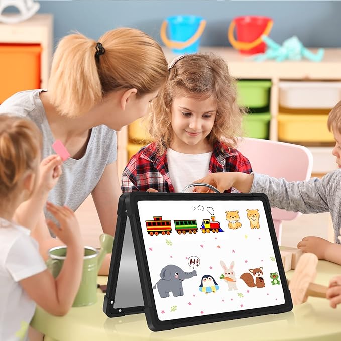 Small Dry Erase White Board Double-Sided Magnetic Portable White Board Desktop Foldable Tabletop Whiteboard Easel for Home, Office, Classroom