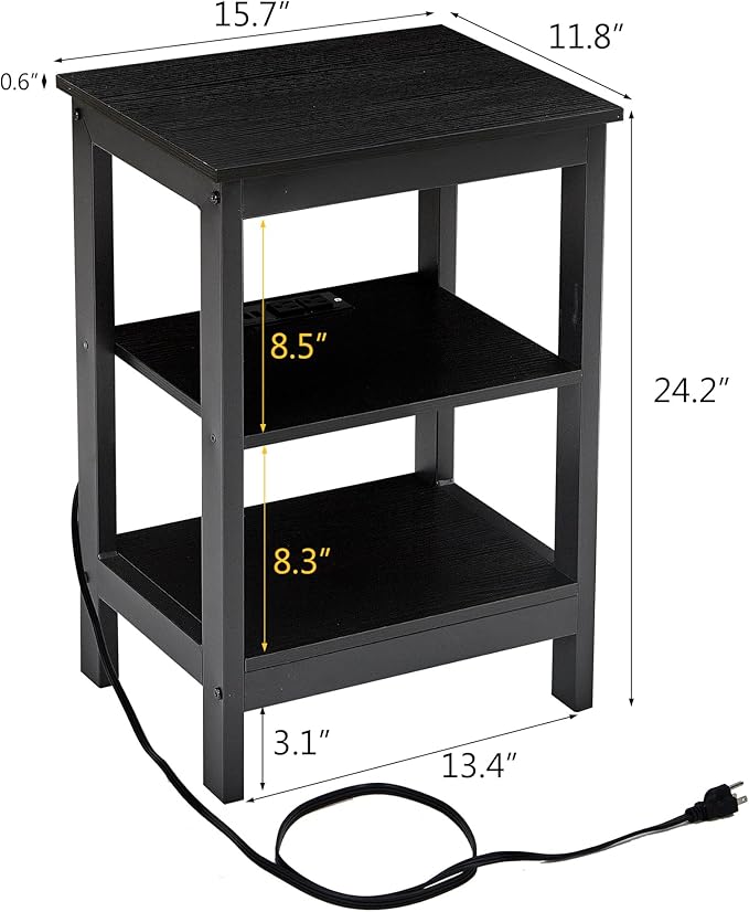 VECELO Modern Nightstands X-Design Side End Table Night Stand with Storage Shelf for Bedroom,Living Room,