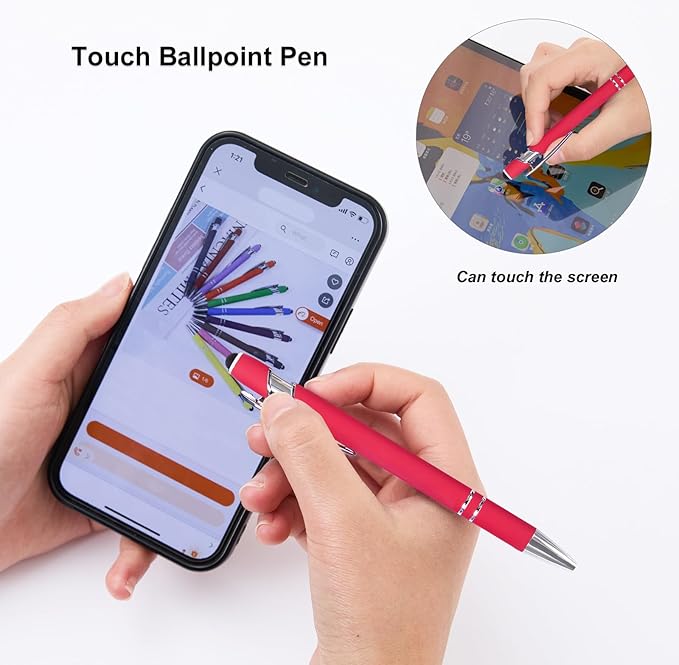 Gel Ink Pens, 12 Pcs, Fine Point, Smooth Writing, Screens & Touch Compatible, Black, Red & Blue, 0.7 mm, Gift & Office Accessory