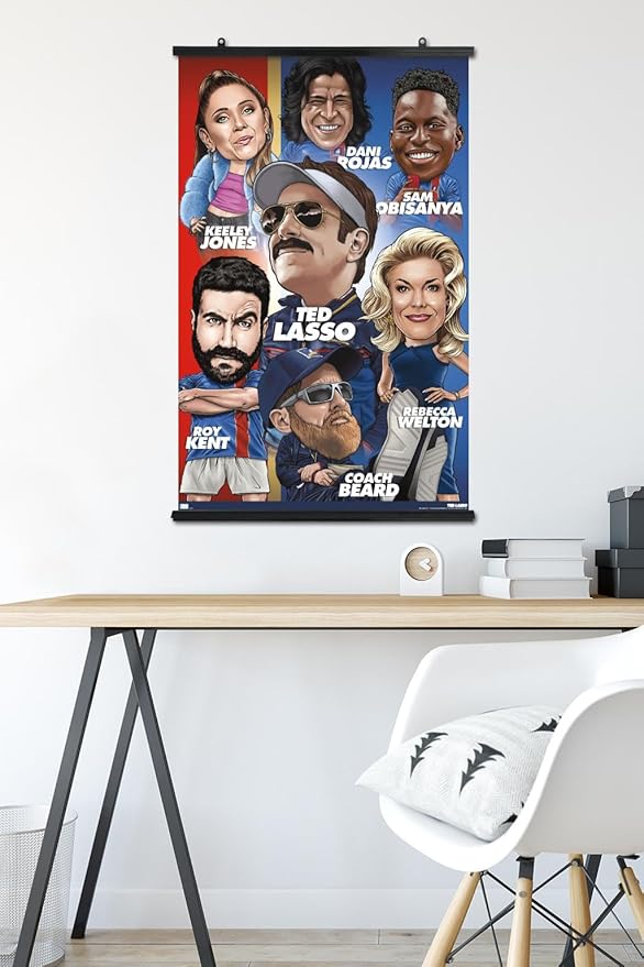 Ted Lasso - Character Grid Wall Poster, 34L" x 22.4W", Premium Poster & Clip Bundle