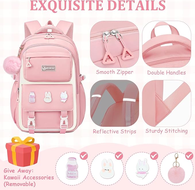 Kids Backpacks for Girls - Cute Girls Backpack for Elementary, Middle and High School Students - 18" School Bookbag