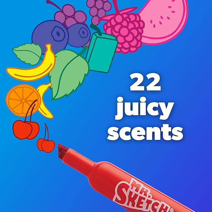 Mr. Sketch Scented Markers, Chisel Tip, Assorted Colors, 12 Count