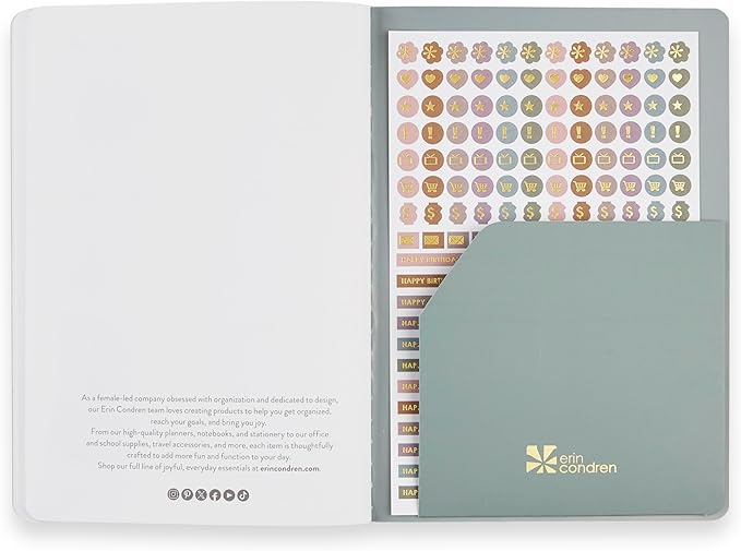 Erin Condren Undated 12 Months Petite Planner - Bold Blooms | Built-in Pocket, Lined Note Pages, Stickers Included by Erin Condren