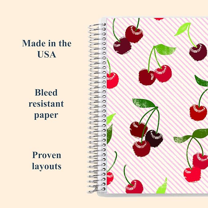 Erin Condren 8.5" x 11" Spiral Bound Dot Grid Journal Notebook, Bullet Journal with 160 Pages, Thick Paper for Planning, Sketching, Note Taking, Journaling and Organizing, Fruity Cherry